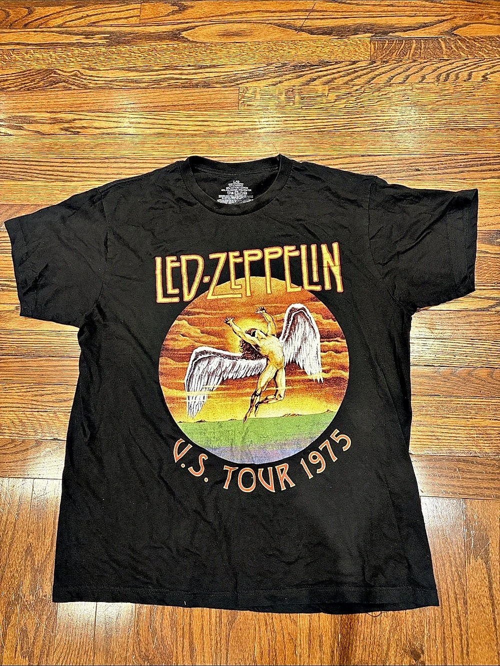 Led Zeppelin U.S. Tour 1975 Graphic Tee Black Large